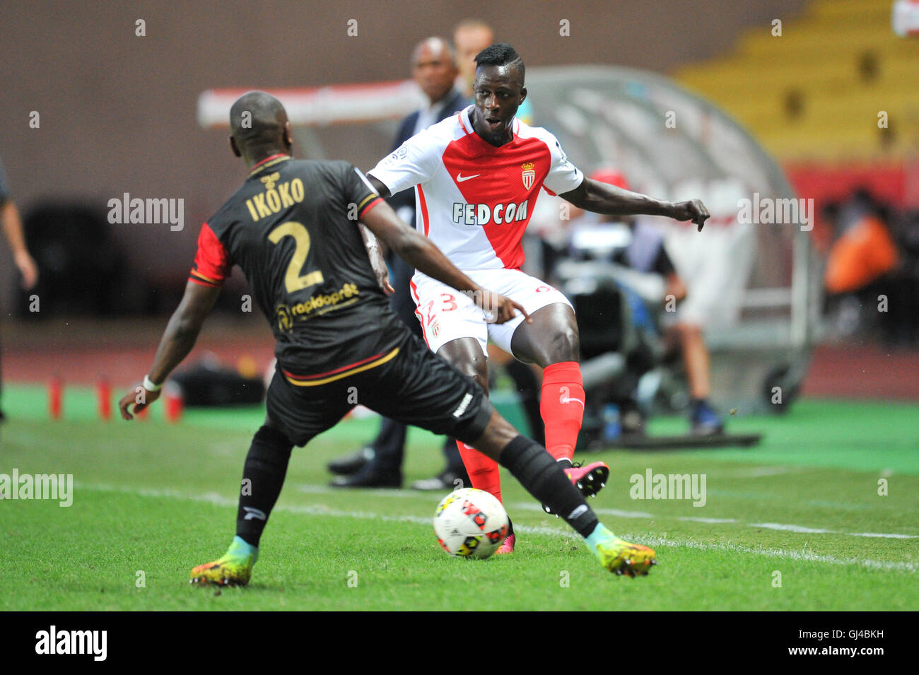 Il Principato di Monaco, Francia. 12 Ago, 2016. Il francese Lgunue 1 stagione calcistica 2016-17. Come Monaco rispetto a Guingamp. BENJAMIN MENDY (MON) Credito: Azione Sport Plus/Alamy Live News Foto Stock