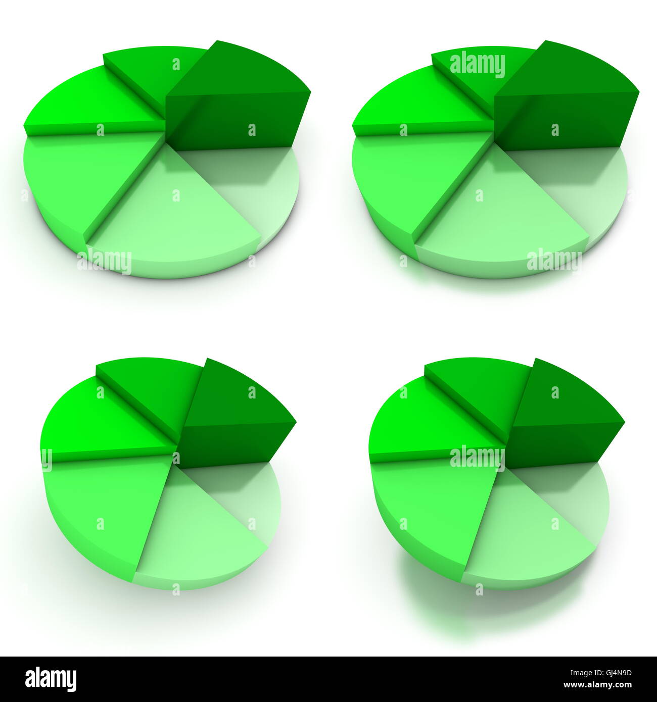 Grafico a torta - quattro viste verde Foto Stock