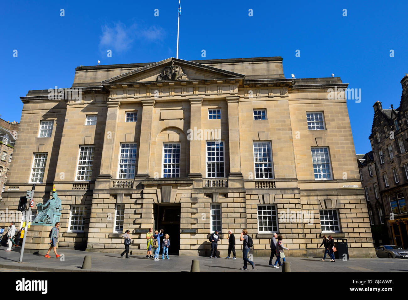 Alta Corte di Justiciary su Lawnmarket, Royal Mile di Edimburgo, Scozia Foto Stock