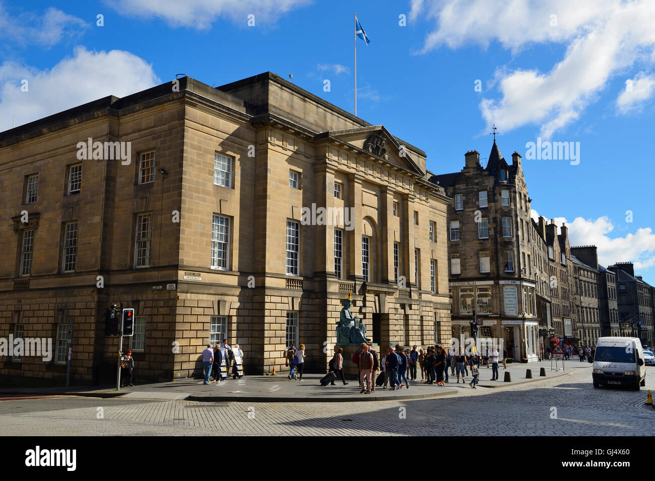 Alta Corte di Justiciary su Lawnmarket, Royal Mile di Edimburgo, Scozia Foto Stock