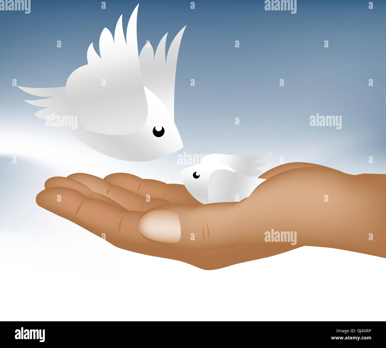 Mano azienda piccolo uccello Foto Stock