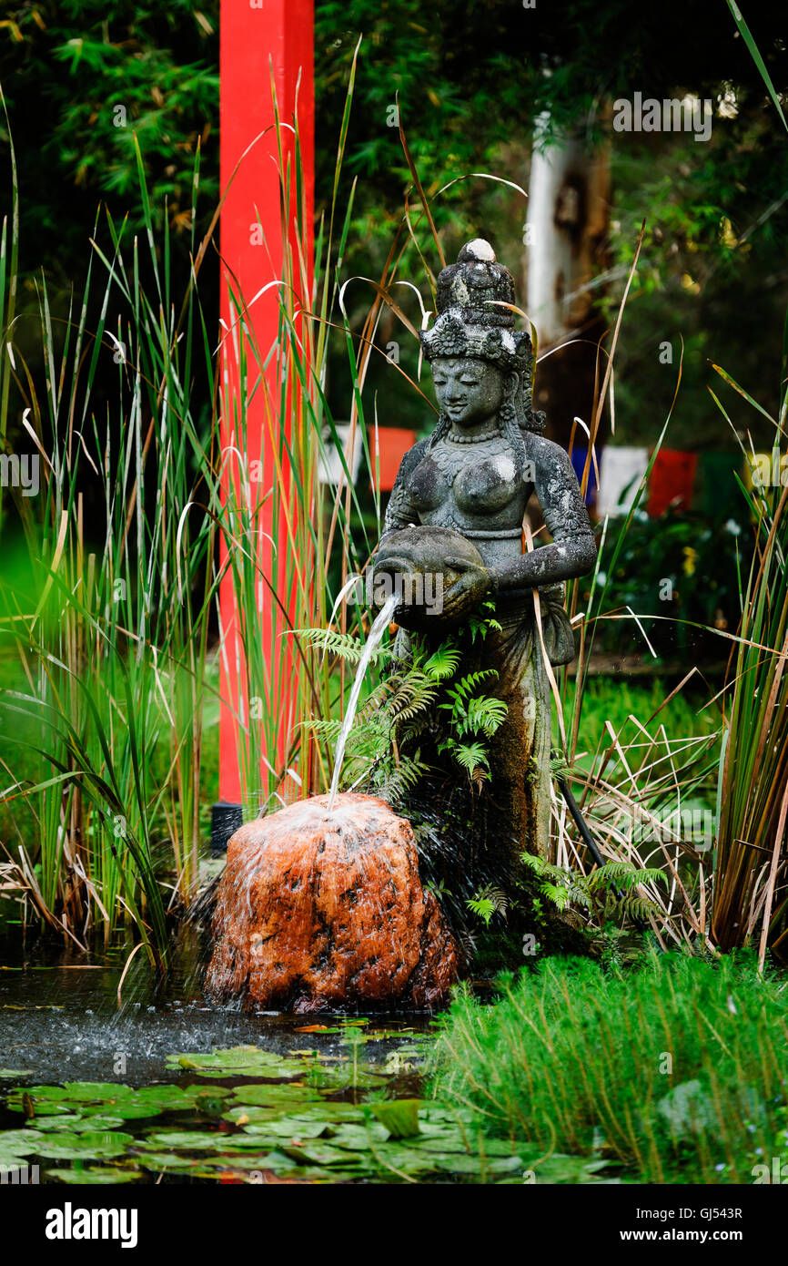 Il versatore Acqua di stagno sul castello di cristallo e Shambhala giardini, vicino alla Baia di Byron. Foto Stock