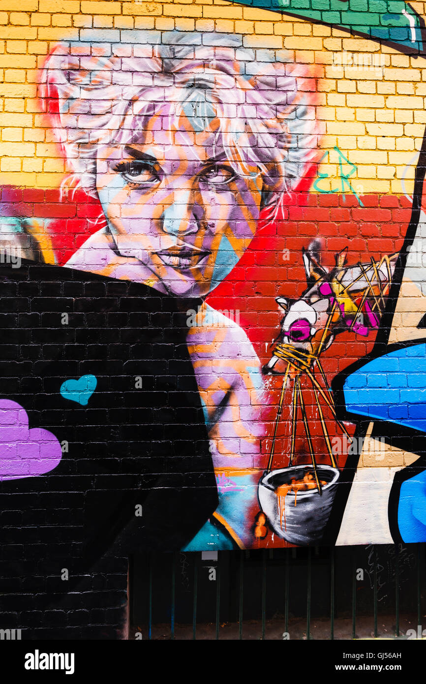 Arte di strada off di Queen Street a Melbourne. Foto Stock