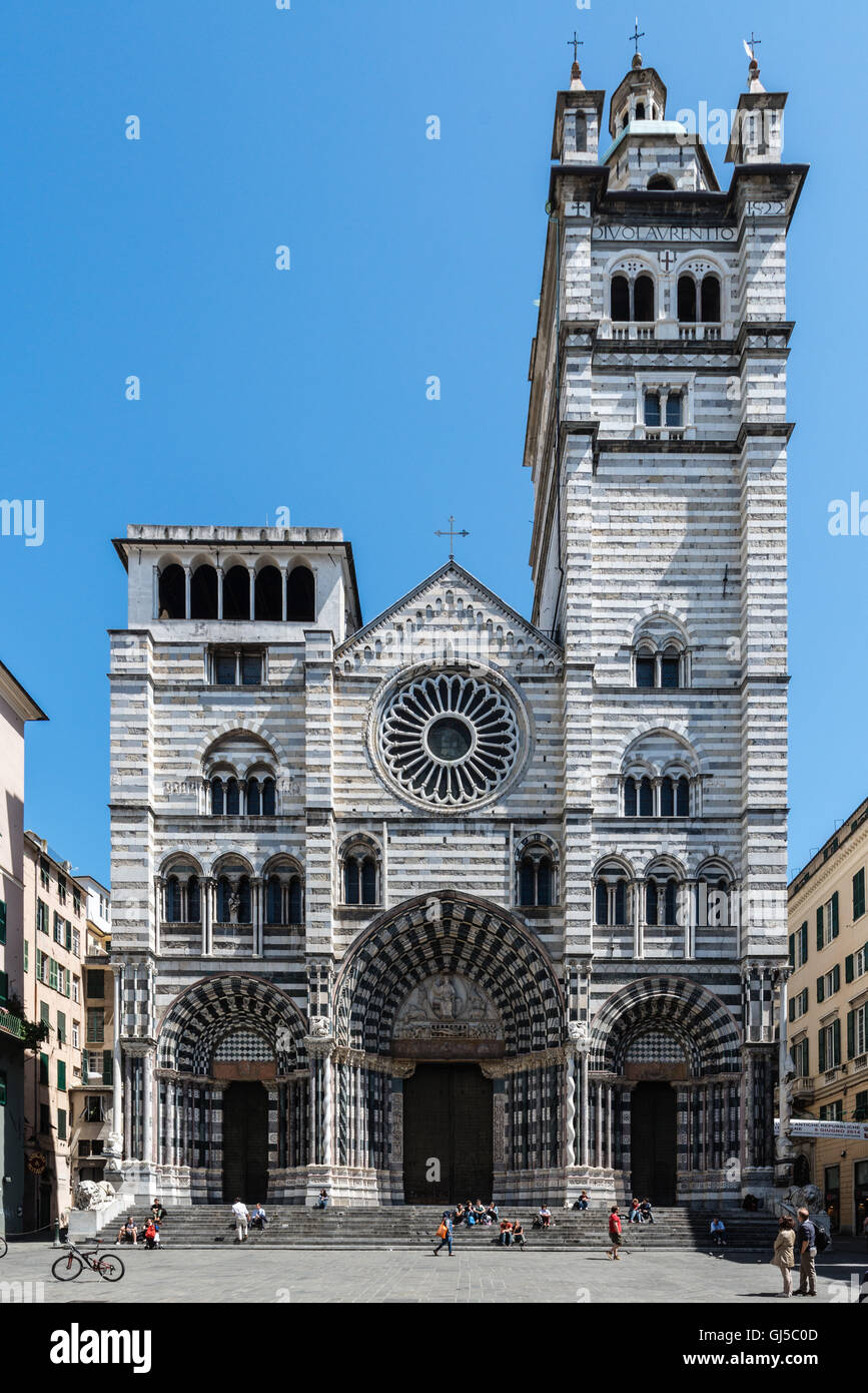 West End della Cattedrale di San Lorenzo, San Lorenzo, a Genova, Italia Foto Stock