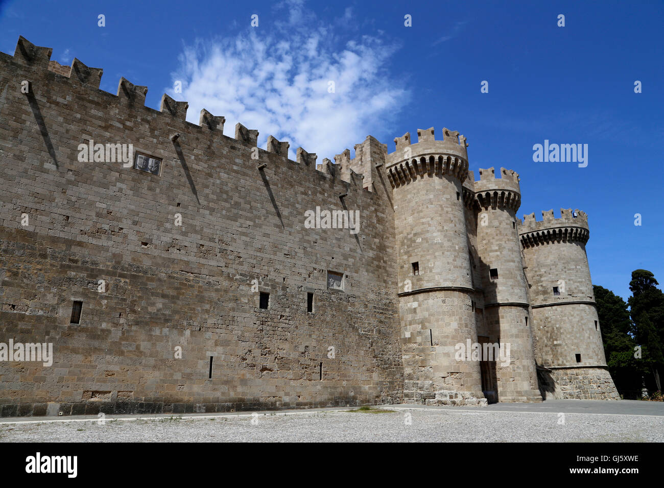 Il Palazzo del Gran Maestro dei Cavalieri di Rodi, un castello medievale dei Cavalieri Ospitalieri dell'isola di Rodi. Foto Stock