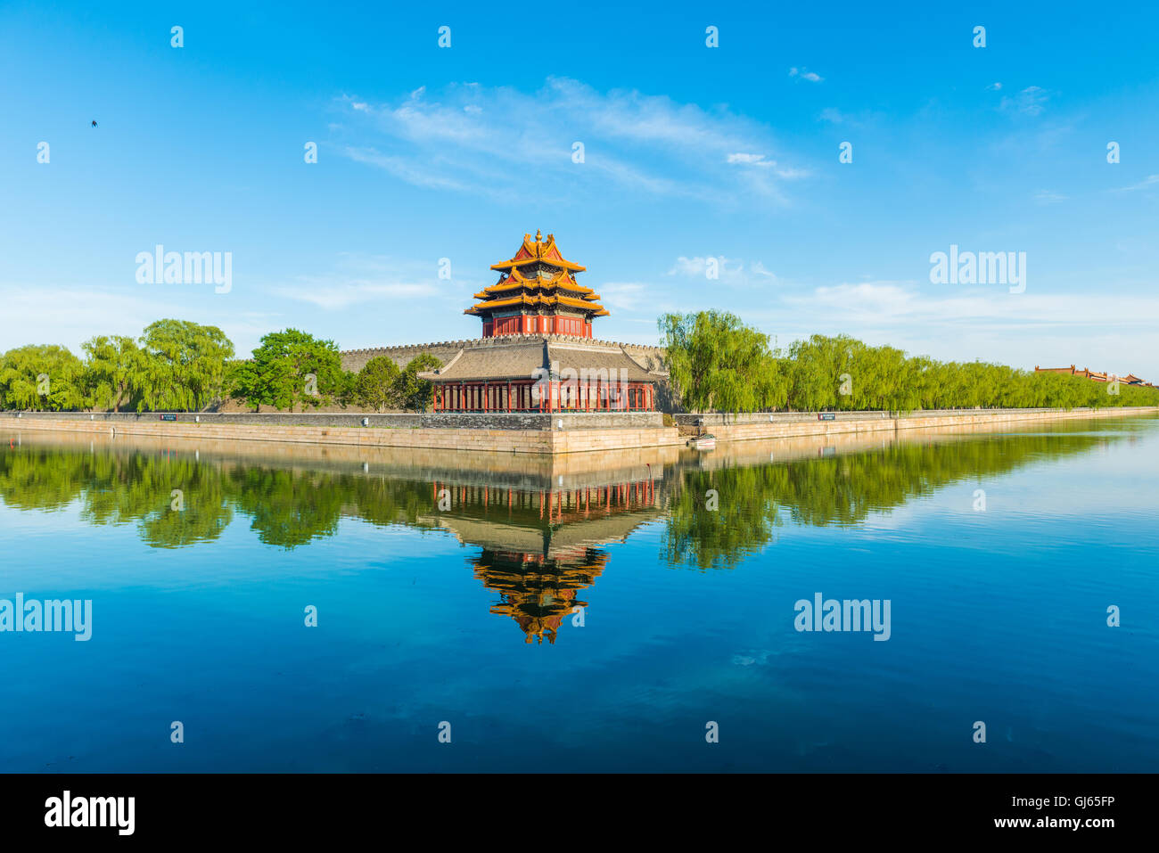 Torre angolare nel Palazzo Imperiale a Pechino in Cina Foto Stock