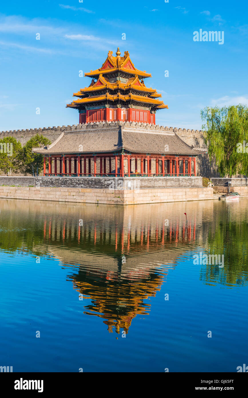 Torre angolare nel Palazzo Imperiale a Pechino in Cina Foto Stock