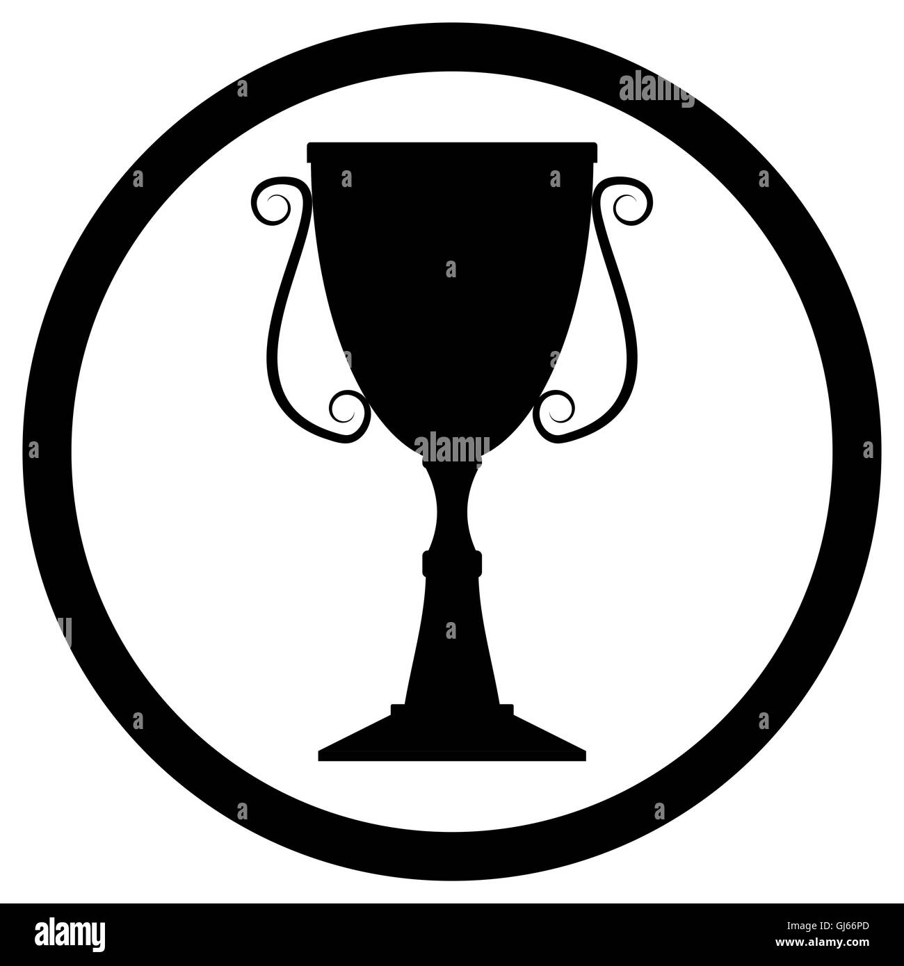 Cup Trofeo nero. Icona del trofeo per aggiudicazione, icona calice monocromatico. Illustrazione Vettoriale Foto Stock