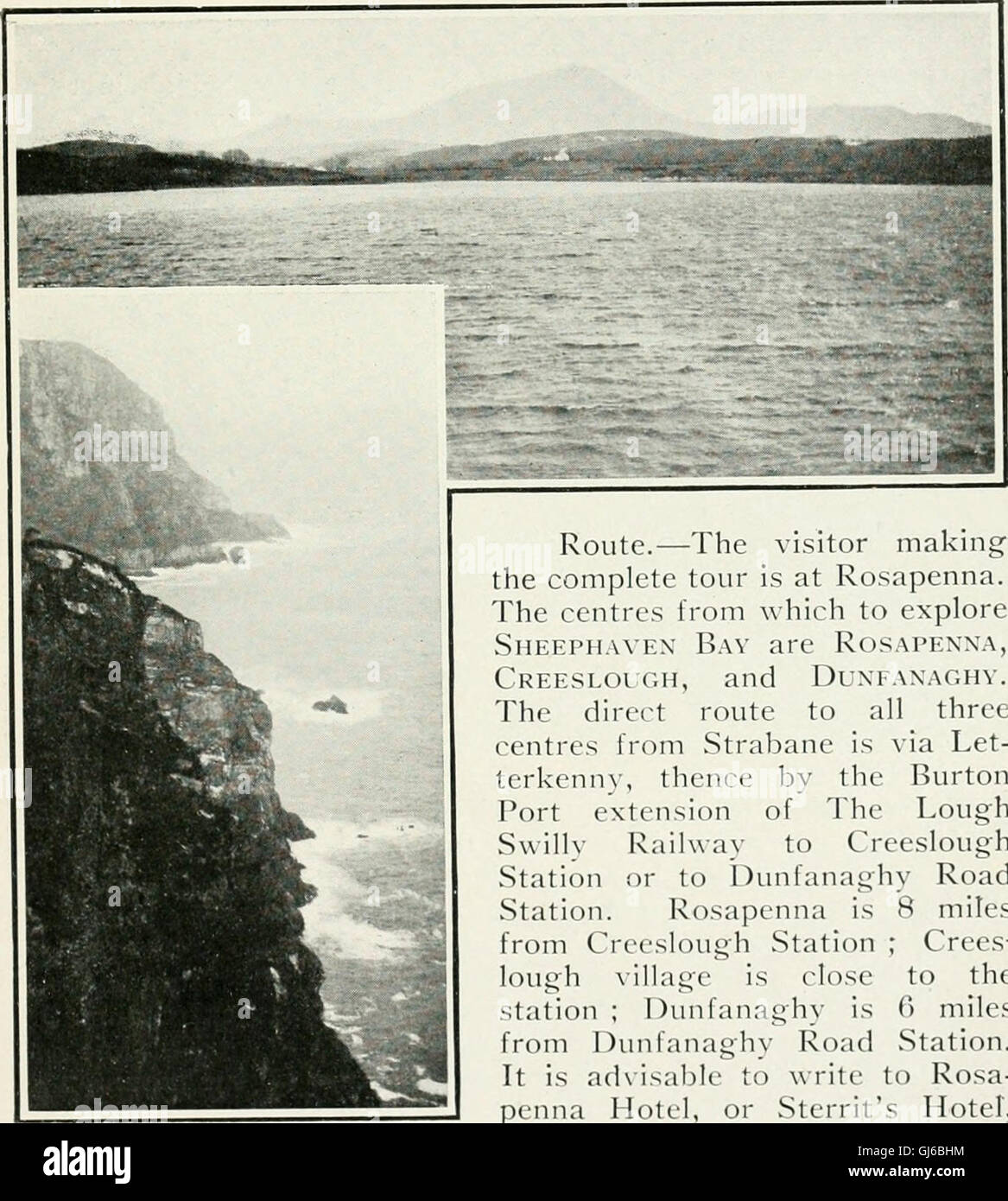 Il pittoresco Donegal- le sue montagne, fiumi e laghi. Essendo la grande ferrovia settentrionale (Irlanda) Società guida illustrata della sportiva e touring motivi dell'Irlanda del Nord (1908) Foto Stock