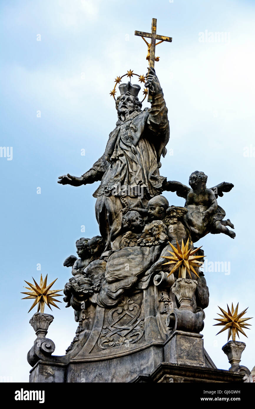 La Polonia, monumento di Johann Nepomuk a Wroclaw Foto Stock