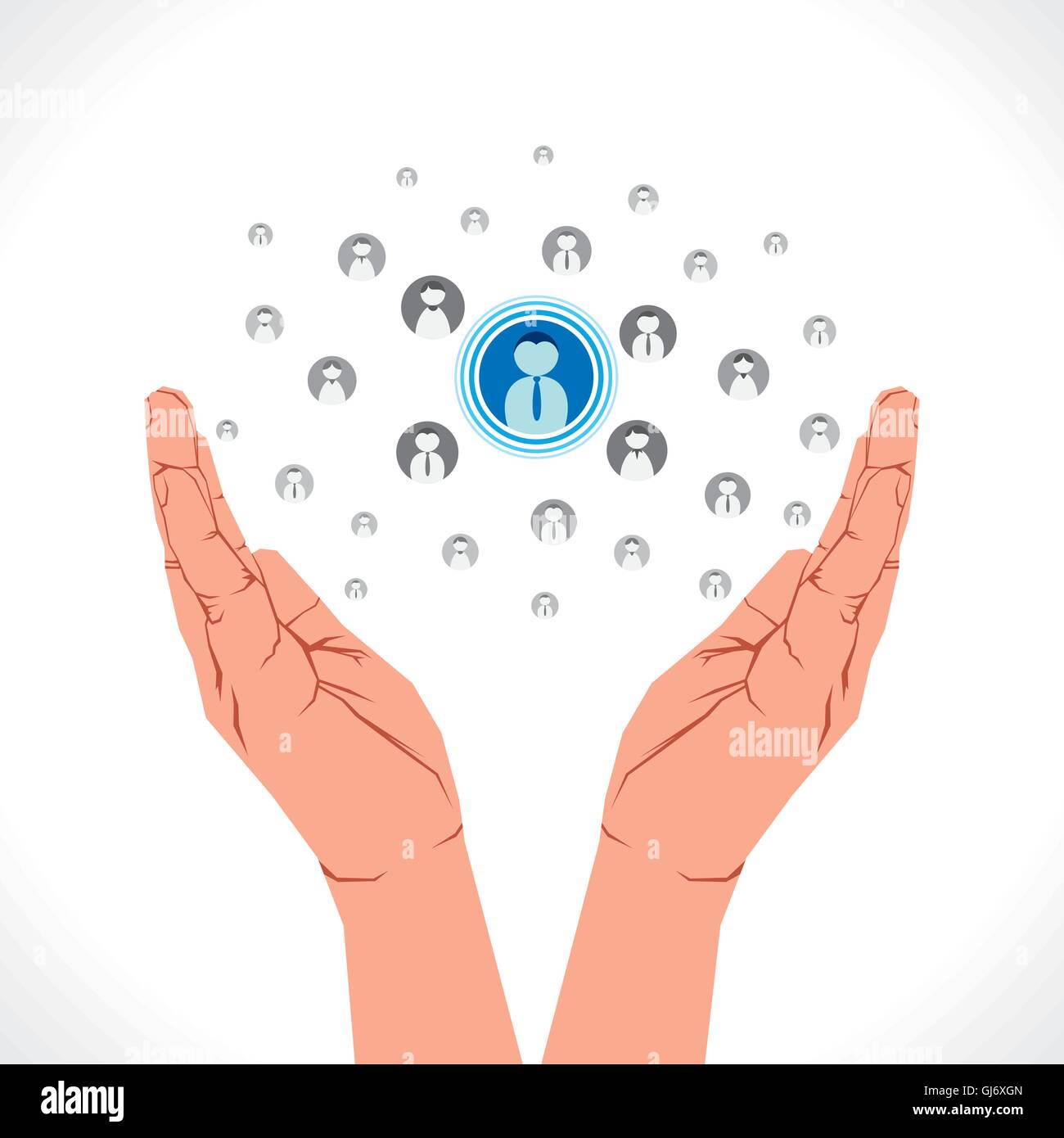 Social media network online o relazione di leadership o vettore di sfondo Illustrazione Vettoriale