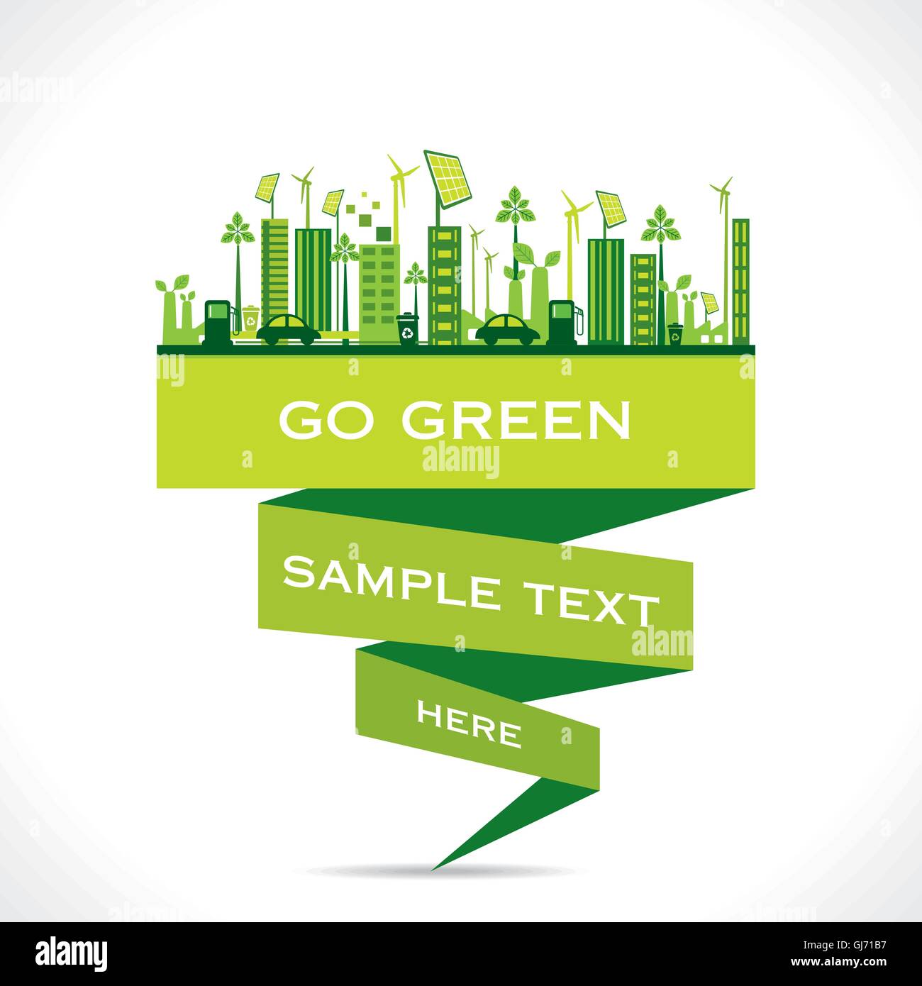 Creative Design go green o salvare la terra design o utilizzare energia rinnovabile vettore di concetto Illustrazione Vettoriale