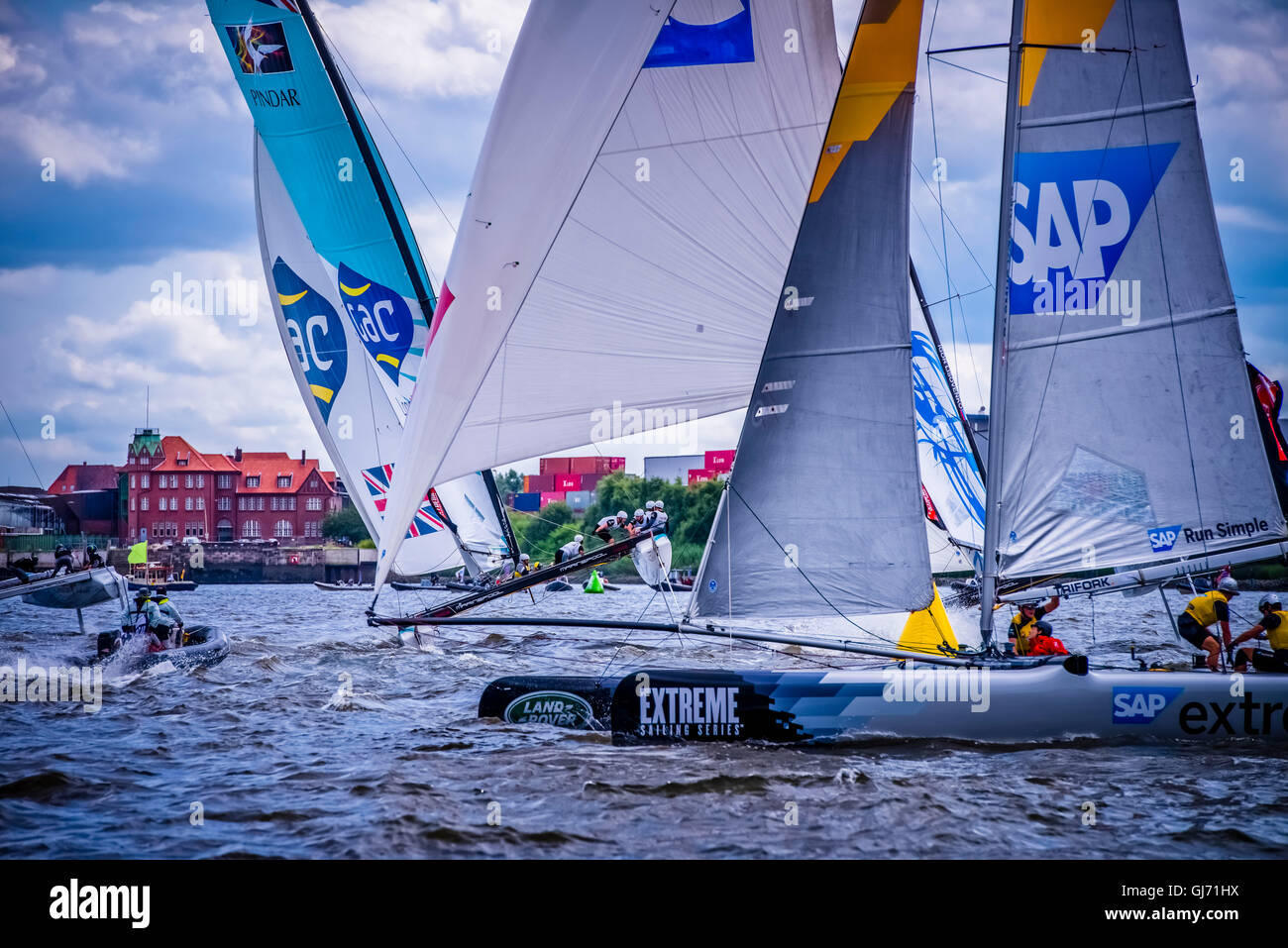 Germania, Amburgo, l'Elba, Porto, vela, sport Foto Stock