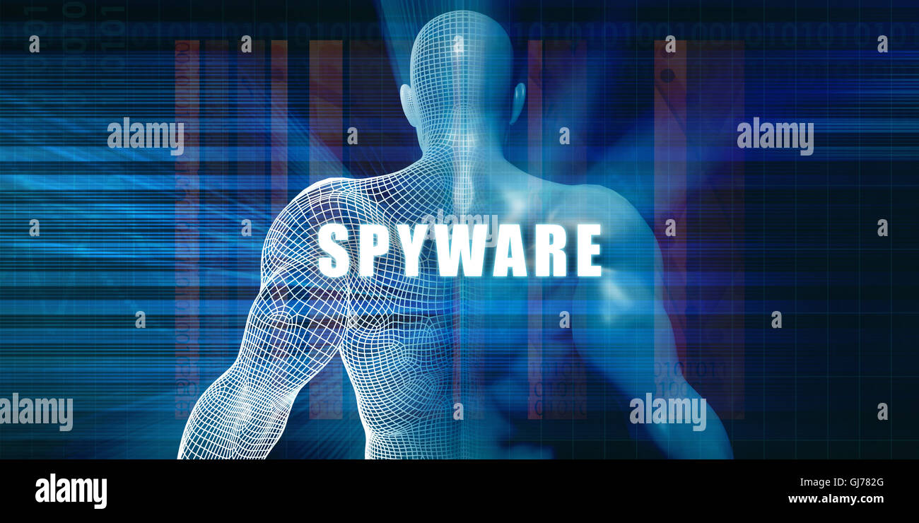 Lo spyware come un concept futuristico sfondo astratto Foto Stock