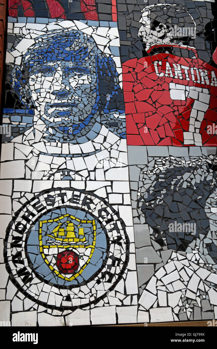 Afflecks Palace Manchester Football heroes,Colin Bell,Cantona,MCFC Foto Stock