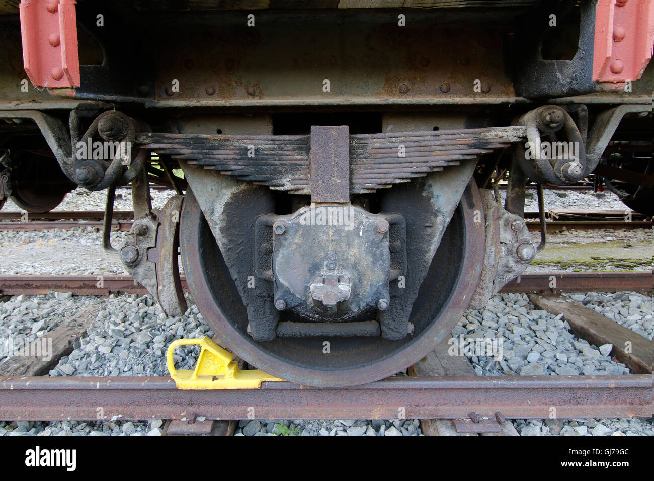 Ruota del carro ferroviario Foto Stock