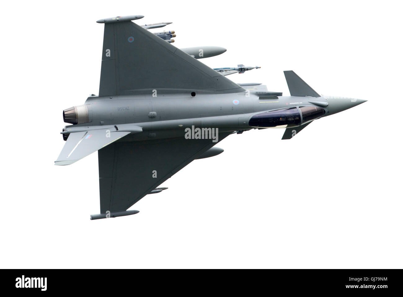 Royal Air Force (RAF) BAE Systems Eurofighter Typhoon FGR4 con armi a bordo al RIAT 2016, Royal International Air Tattoo Foto Stock