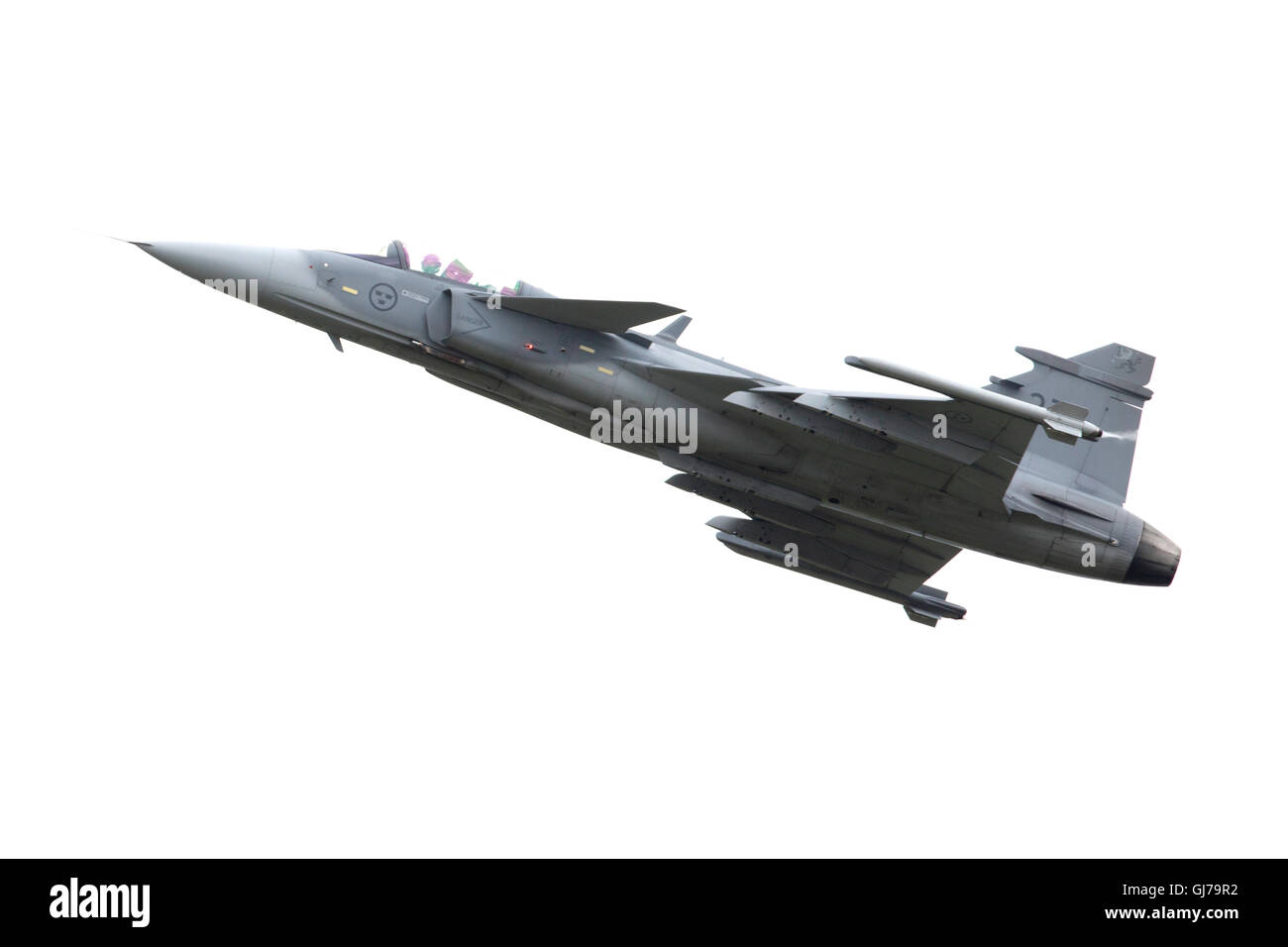 Swedish Air Force Saab JAS 39A Gripen 277 Fighter, attacco e aerei di ricognizione presso il Royal International Air Tattoo RIAT 2016 Foto Stock