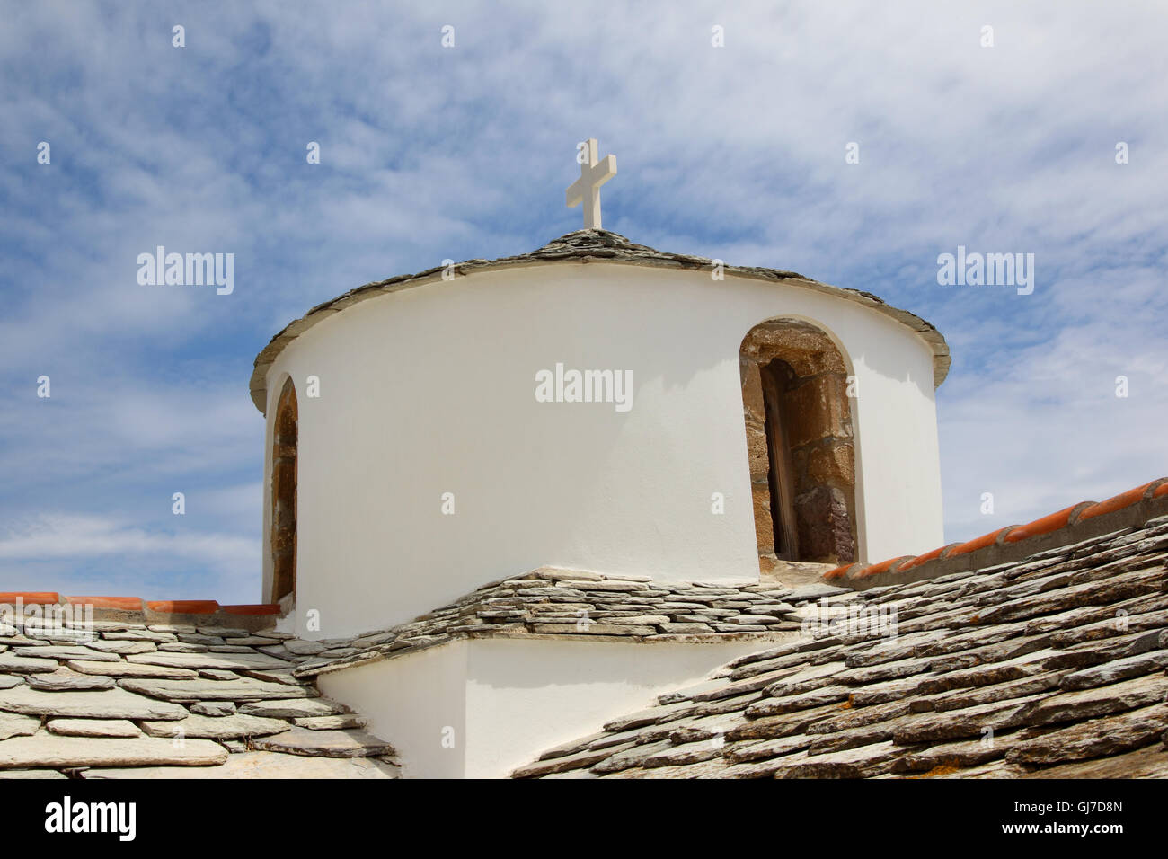Chiesa Evagelistria, città di Skopelos Foto Stock