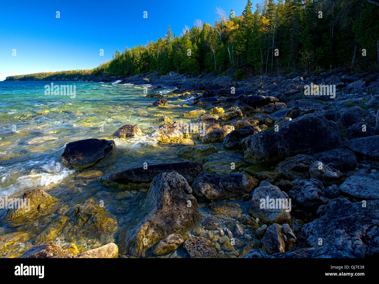 Piccola insenatura Parco Provinciale Georgian Bay Tobermory in Canada Foto Stock