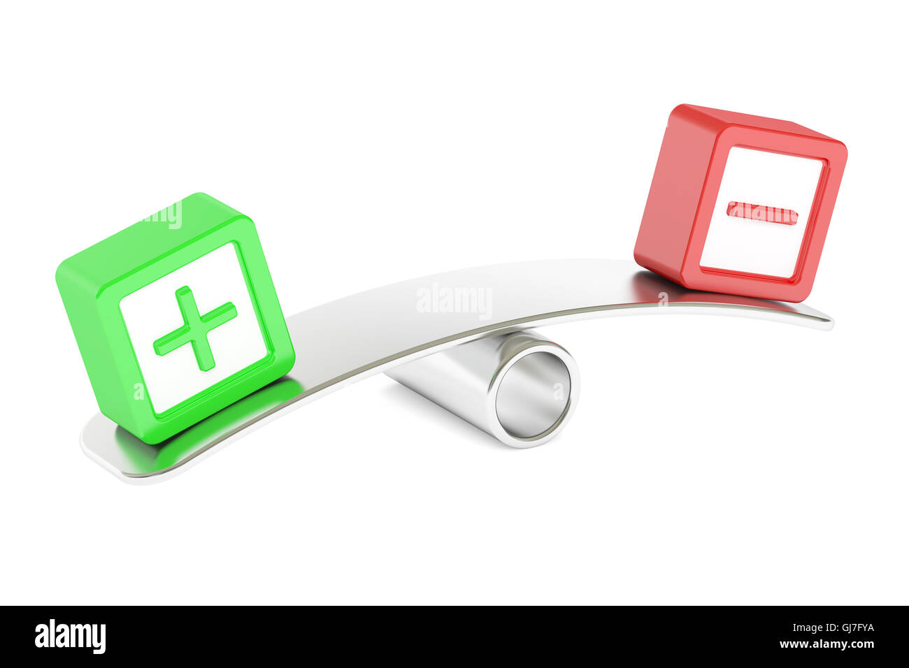 Il concetto di equilibrio più o meno, rendering 3D isolati su sfondo bianco Foto Stock