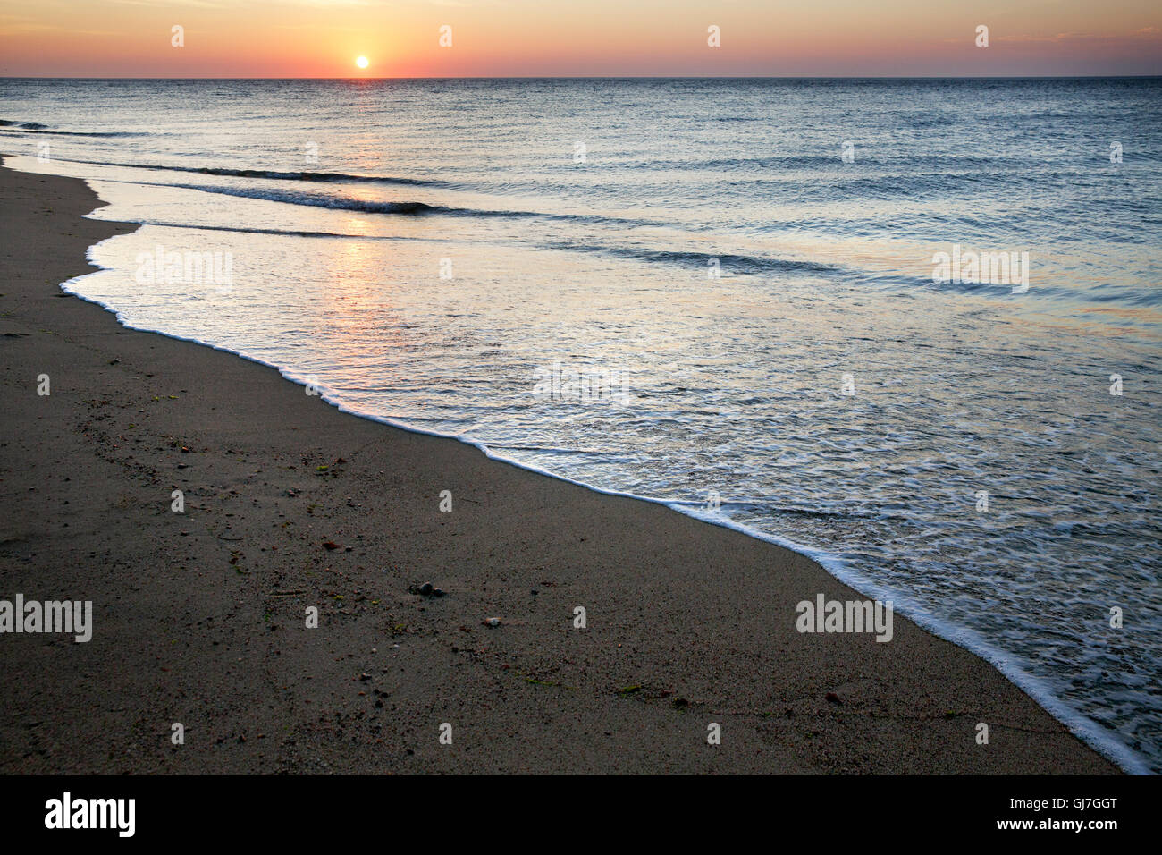 Impostazione sun, gara Point Beach, a Provincetown, Cape Cod, Massachusetts Foto Stock