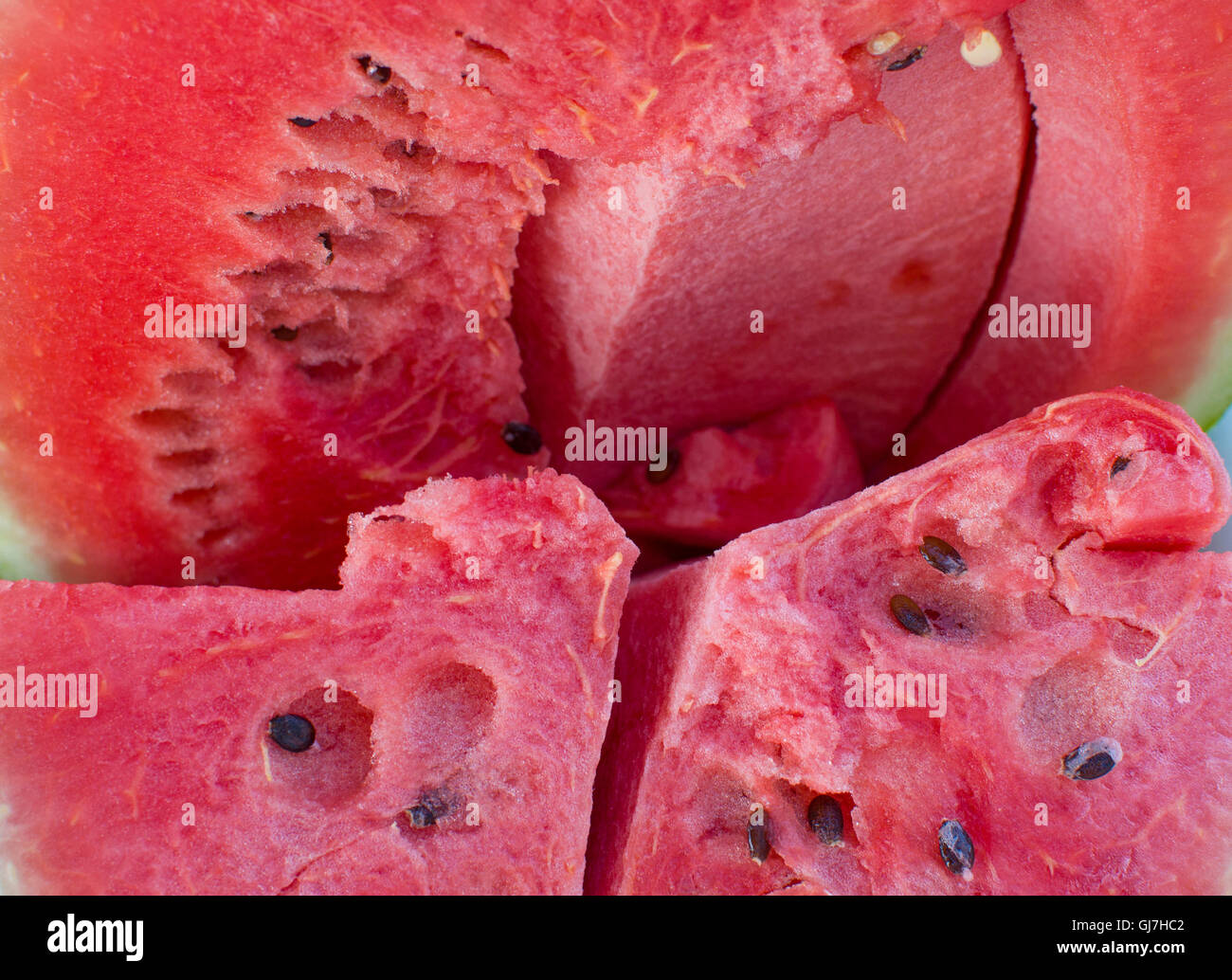 Berry un acqua-melone rosso maturo con semi neri,cibo,giardino,un frutto,un dessert,la natura,giardinaggio,un'acqua-melone, cinese,mature Foto Stock