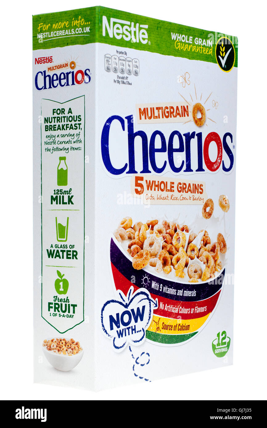 Scatola di Nestlé multigrain Cheerios cereali per la prima colazione Foto Stock