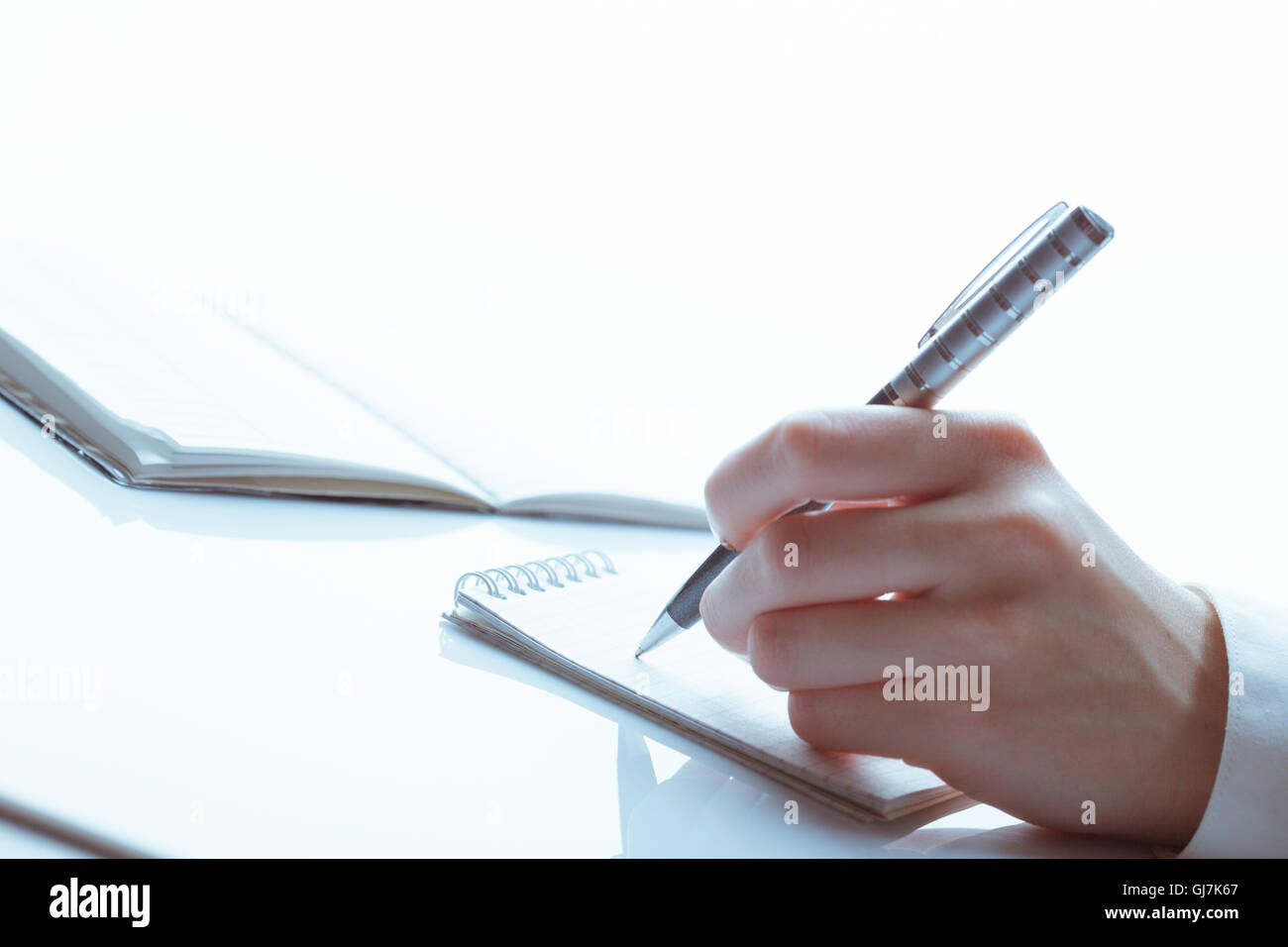 Femmina lato business con penna Foto Stock