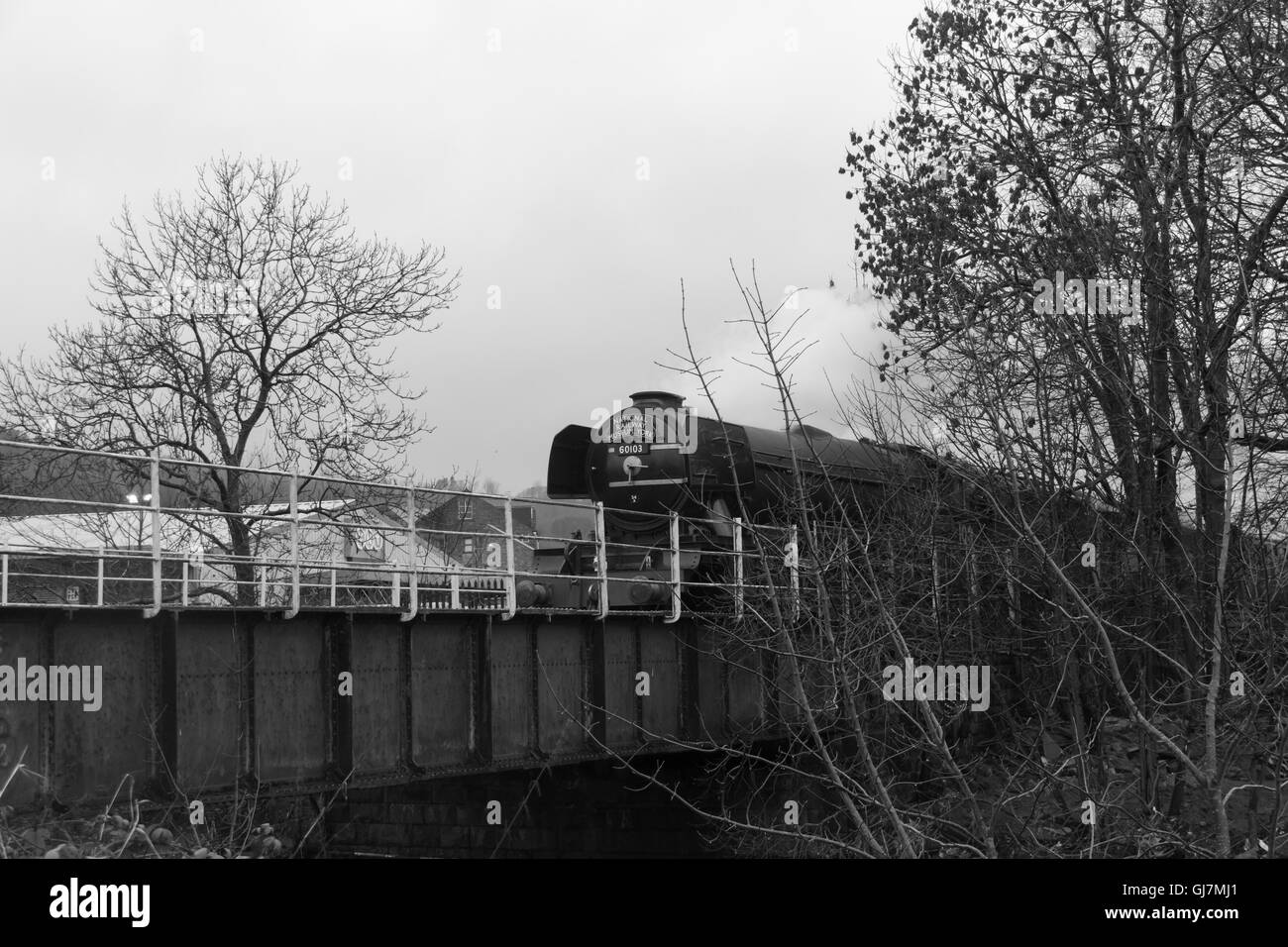 Ramsbottom Lancashire. 9 gennaio 2016. Flying Scotsman uscire Ramsbottom sulla East Lancashire Railway, sul suo primo giorno Foto Stock