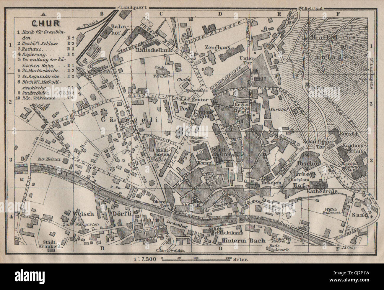 COIRE / Chur. Chur. town city stadtplan. La Svizzera Suisse Schweiz, 1922 Mappa Foto Stock