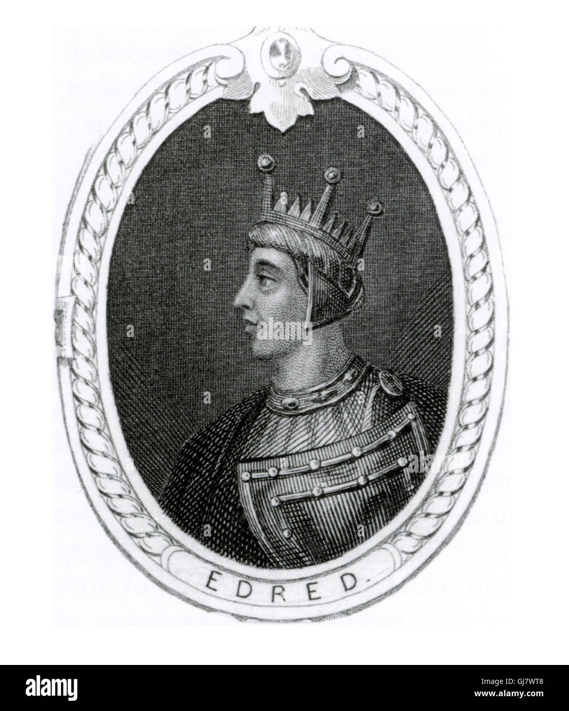 Eadred (anche Edred) (923 - 23 Novembre 955) era re dell'inglese da 946 fino alla sua morte nel 955, in successione a suo fratello maggiore Edmund I. visto qui in un dominio pubblico dell'immagine. Foto Stock