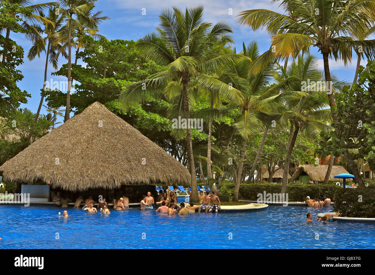 Repubblica Dominicana, Playa Bavaro, Punta Cana, piscina Foto Stock
