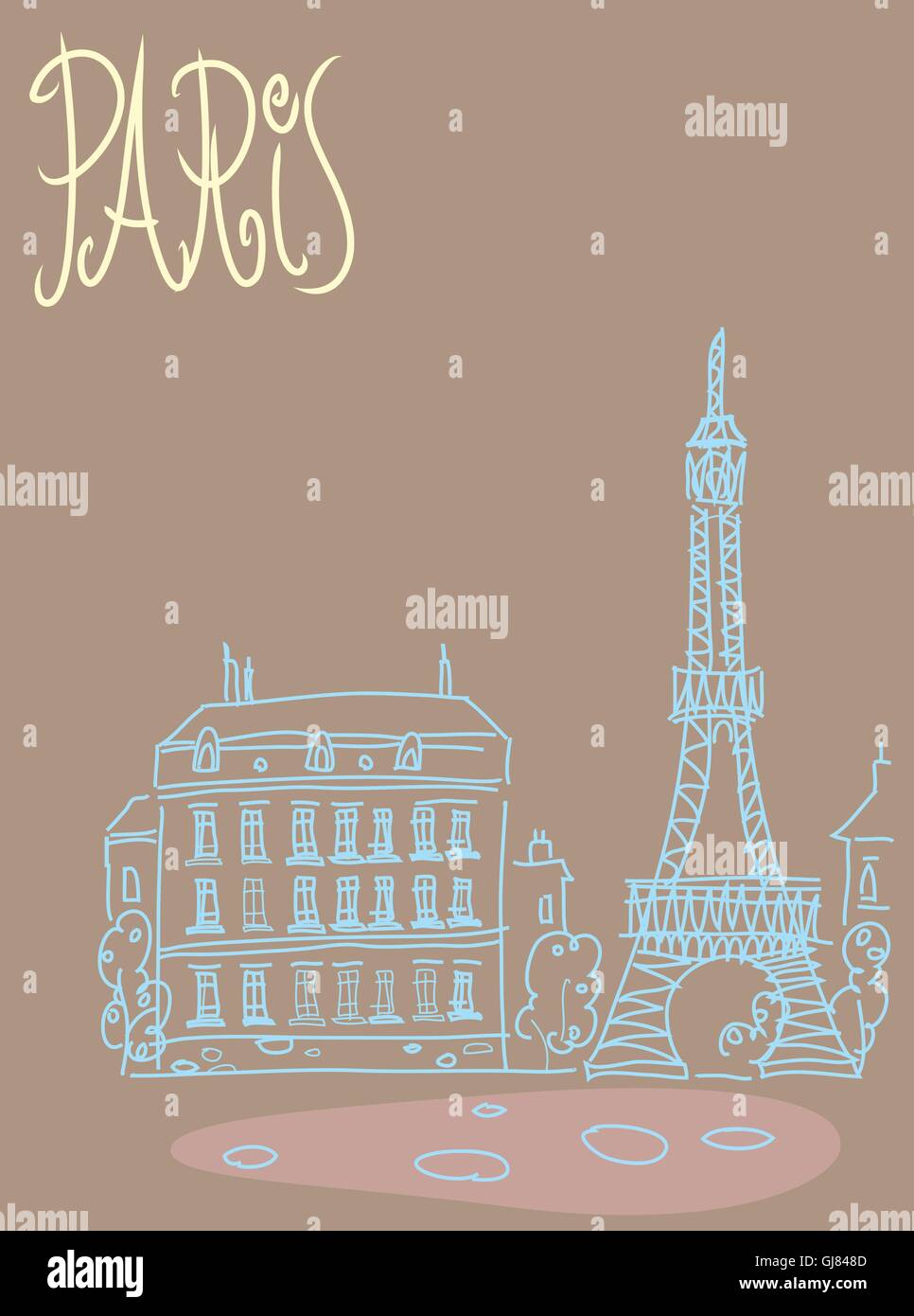 Viaggio Cartolina di sfondo Parigi Illustrazione Vettoriale