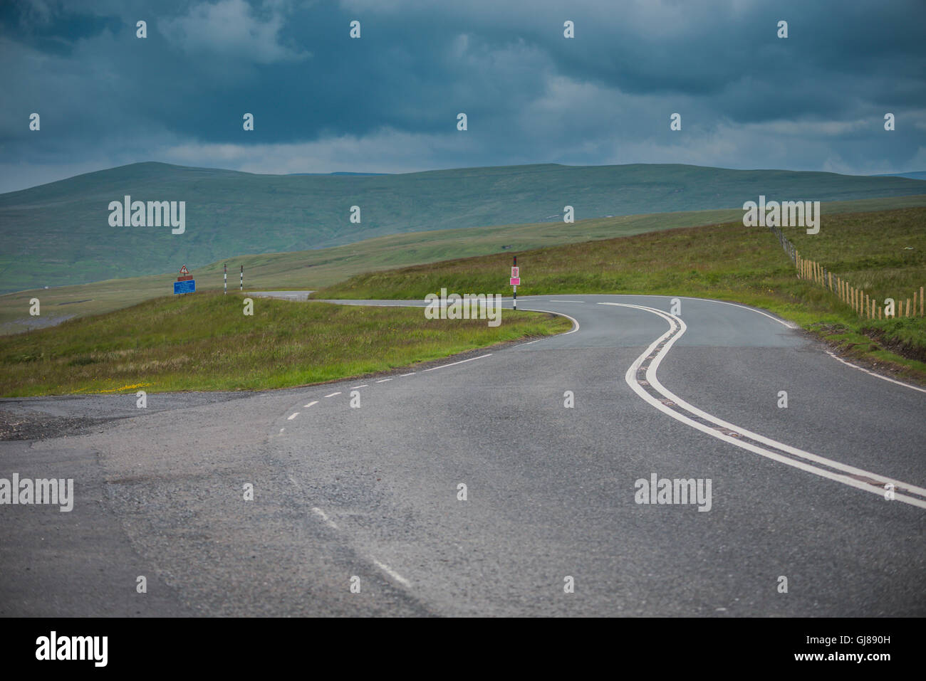 Hartside Pass sulla A66 che collega Cumbria a nord-est dell'Inghilterra per la Pennines. Foto Stock