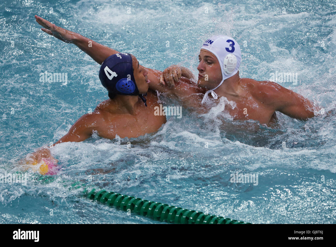 Mitsuaki Shiga (JPN), 12 agosto 2016 - Pallanuoto : uomini Turno preliminare gruppo un match tra Ungheria - Giappone presso Olympic Aquatics Stadium durante il Rio 2016 Giochi Olimpici di Rio de Janeiro in Brasile. (Foto di Koji Aoki/AFLO SPORT) Foto Stock