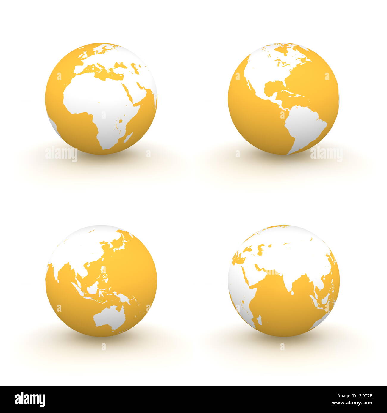 3D globi in bianco e arancione Foto Stock