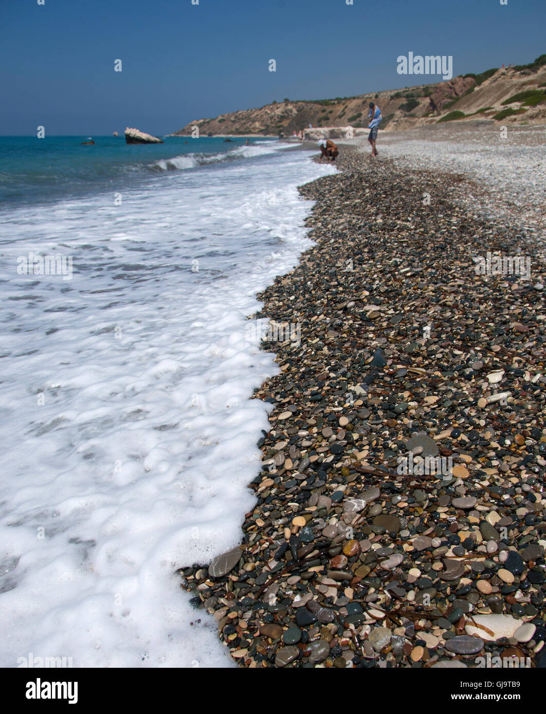 Spiaggia di ciottoli su Cipro Foto Stock