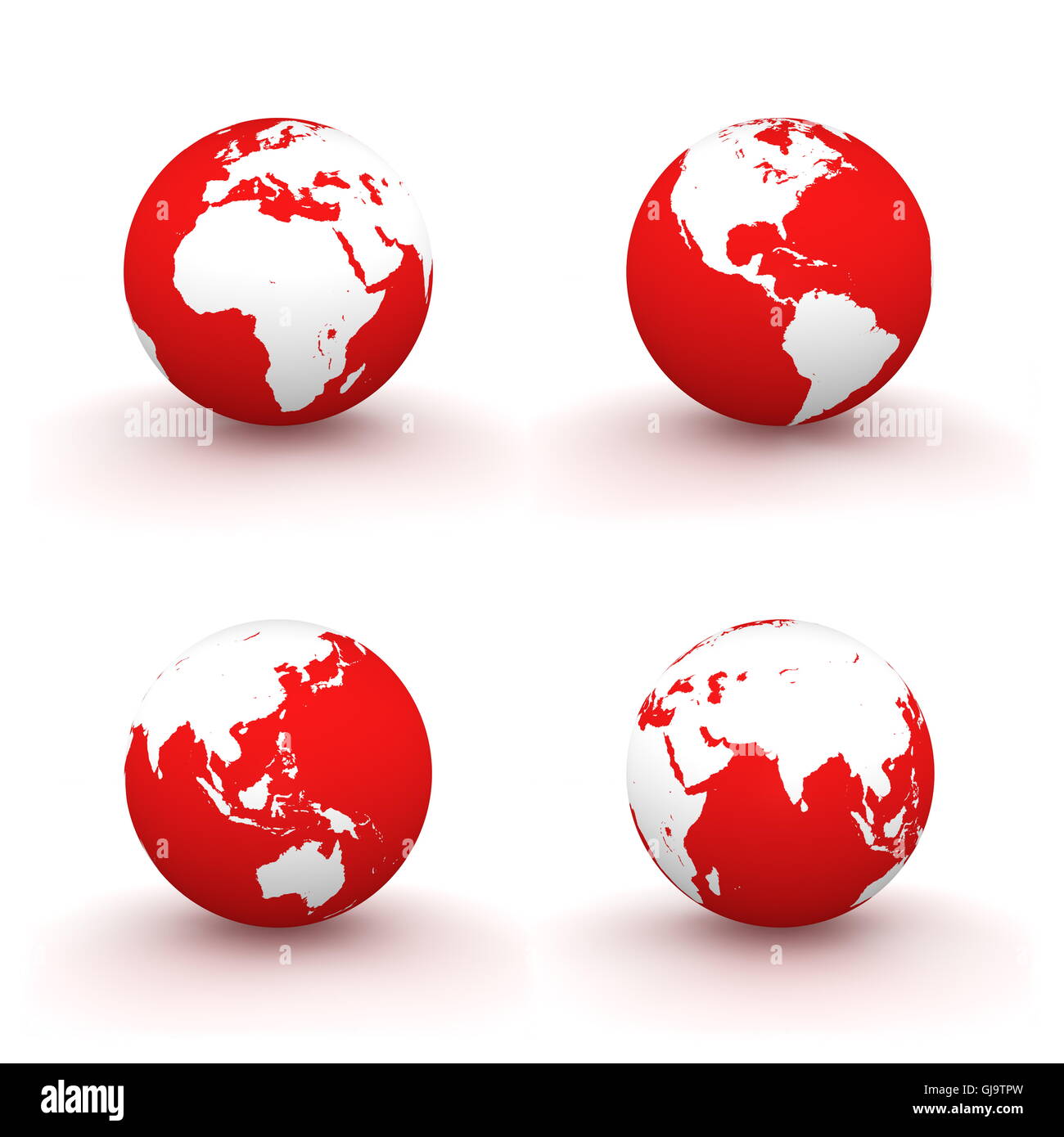 3D globi in bianco e rosso Foto Stock