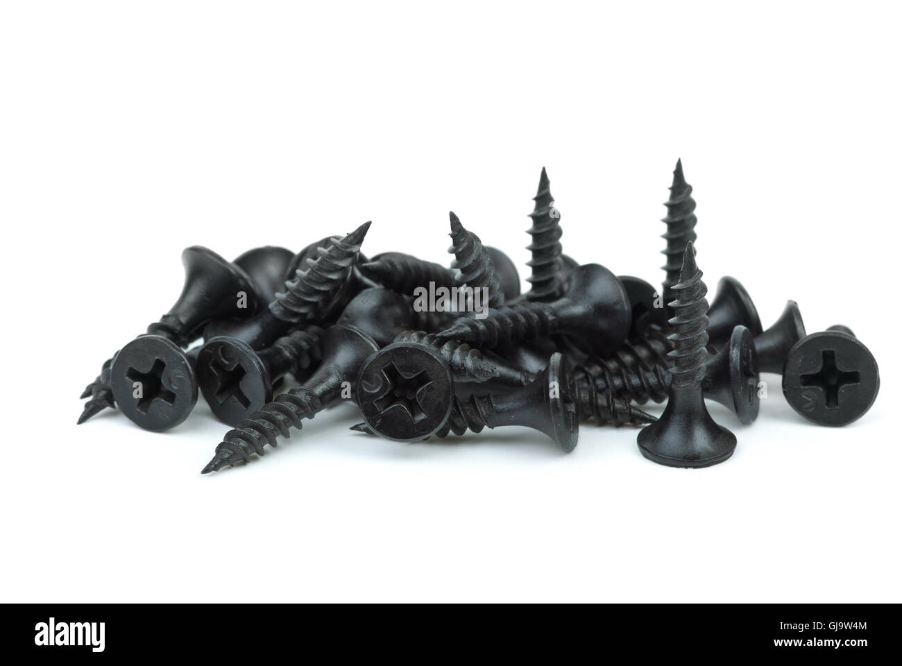 Inquadratura ravvicinata del black metal viti pila Foto Stock