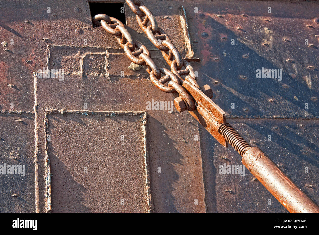 Frammenti di distrutto resti della vecchia nave Foto Stock