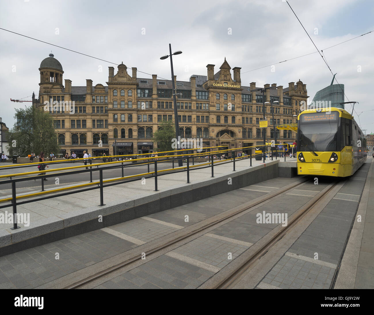 Metrolink Exchange Square fermata dei tram il centro città di Manchester Inghilterra England Foto Stock
