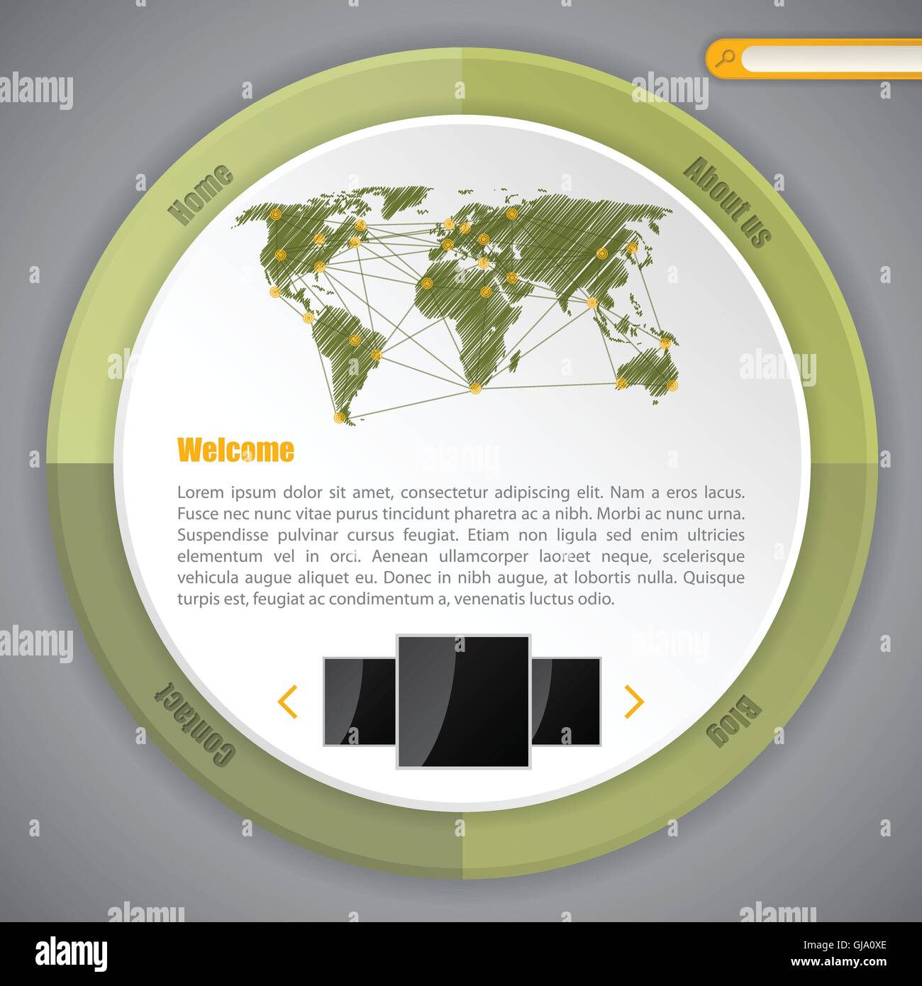 Cool cerchio modello di pagina web design Illustrazione Vettoriale