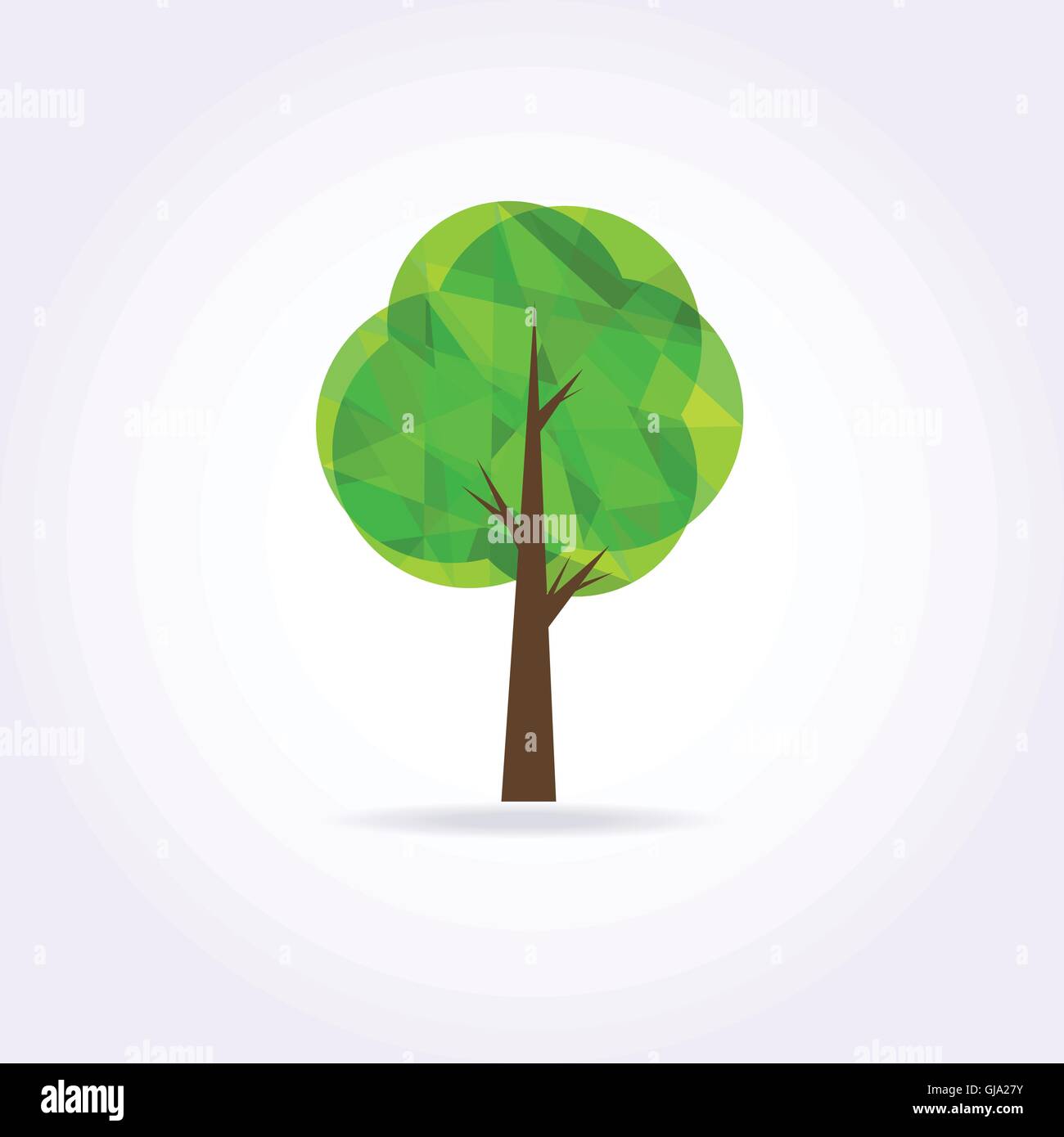 Bassa poli albero verde icona illustrazione vettoriale. Illustrazione Vettoriale