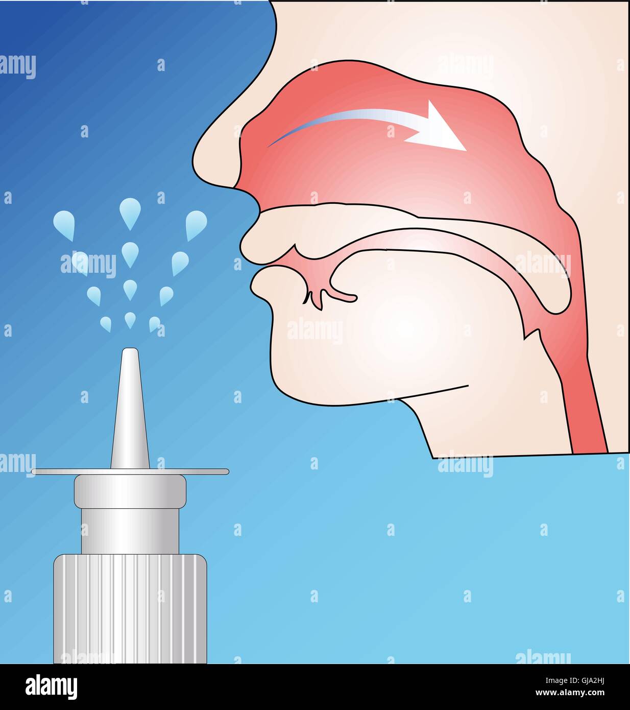 Pompa spray nasale in azione Illustrazione Vettoriale