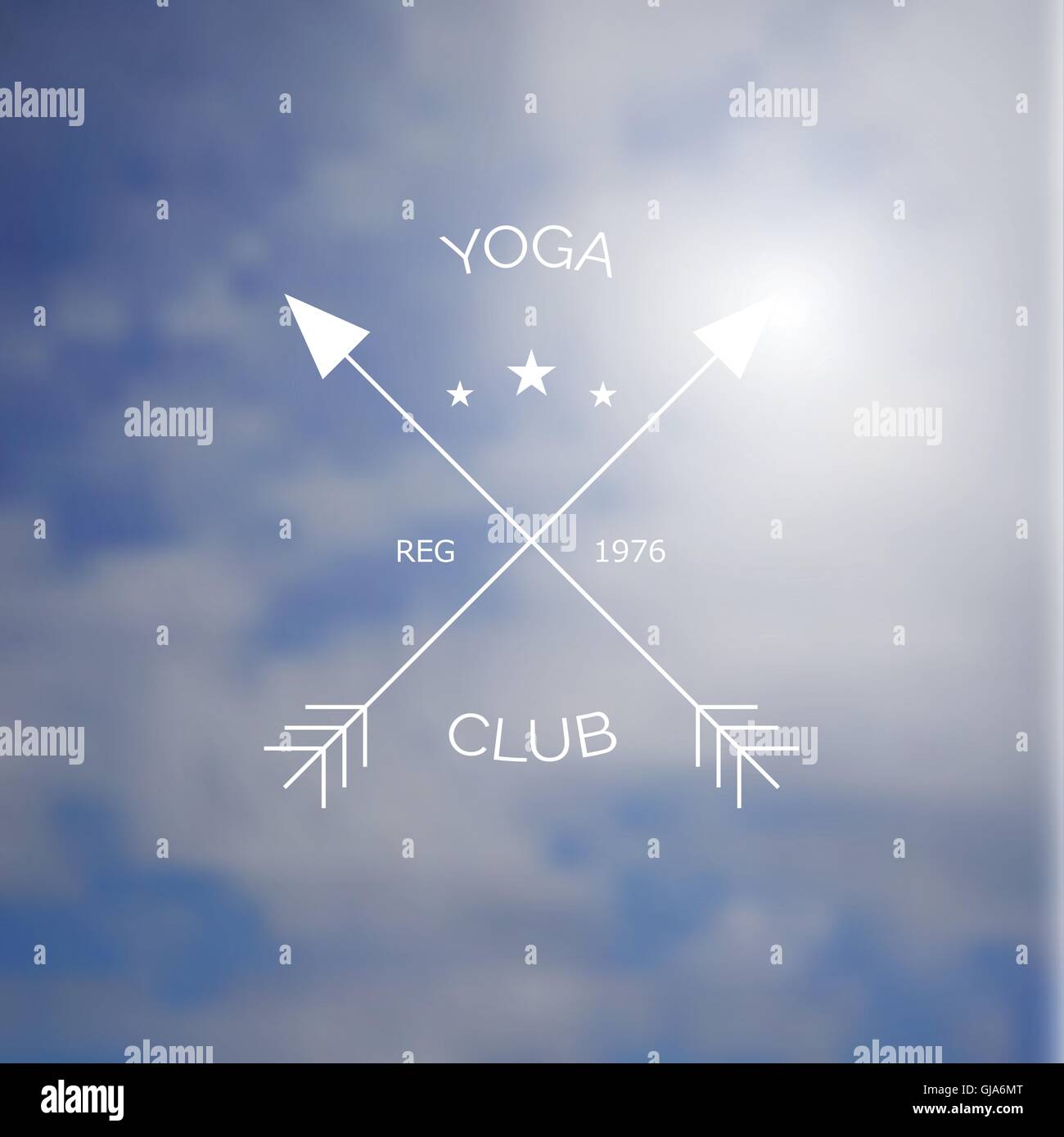 Lo Yoga logo del club su sfocata foto di mare Illustrazione Vettoriale