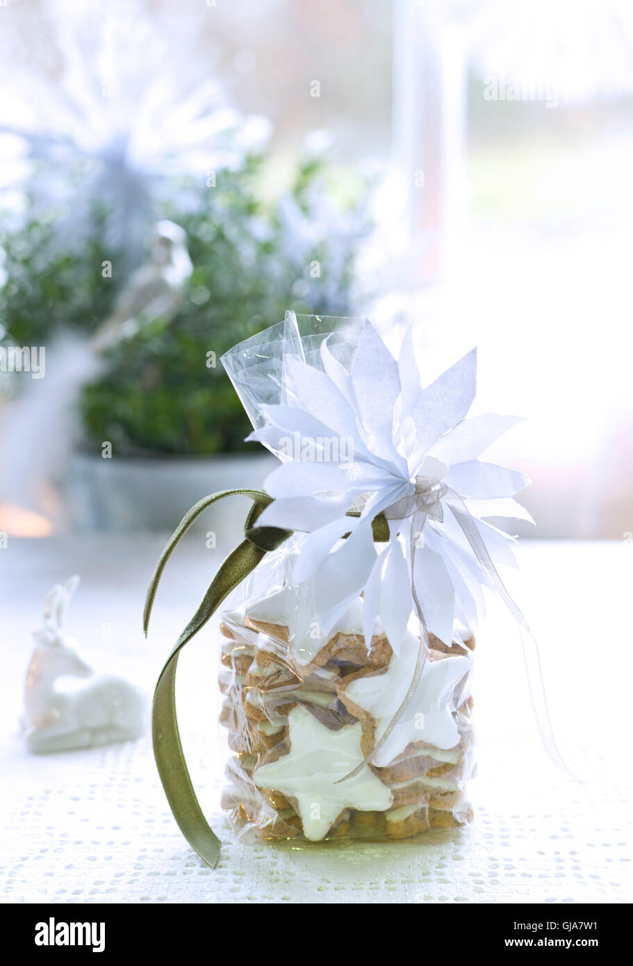 Zimtsterne', biscotti, pranzo, carta star, cervi Foto Stock