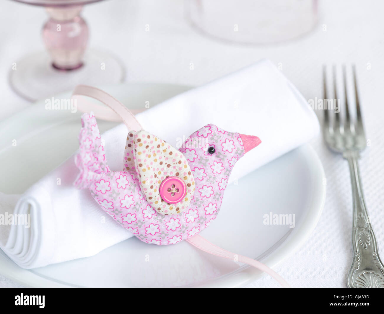 Decorazioni per matrimoni (uccello) con placca Foto Stock