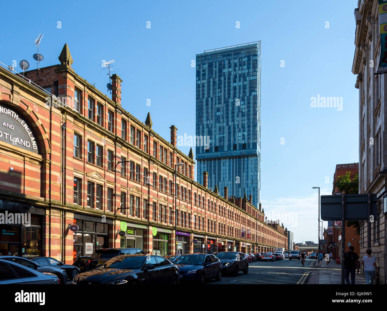 Il Beetham Tower e il grande magazzino settentrionale, Deansgate, Manchester, Inghilterra, Regno Unito Foto Stock