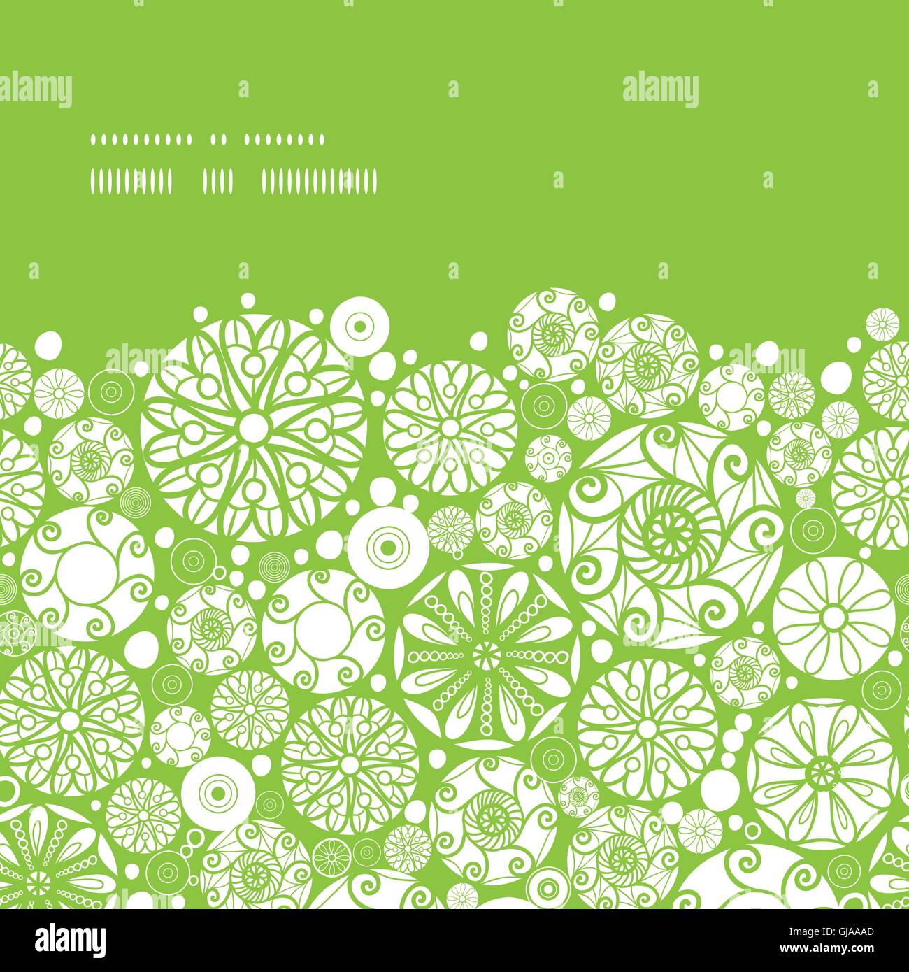 Vettore verde astratto e cerchi bianchi telaio orizzontale seamless sfondo pattern Illustrazione Vettoriale